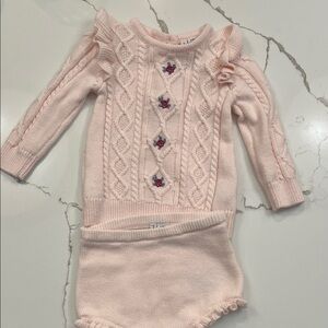 Janie and Jack Light Pink Baby Cable Knit Sweater Set, Size 3-6 Months